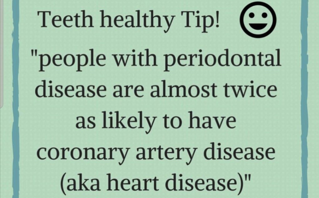 Teeth healthy tip card about gum disease and heart health