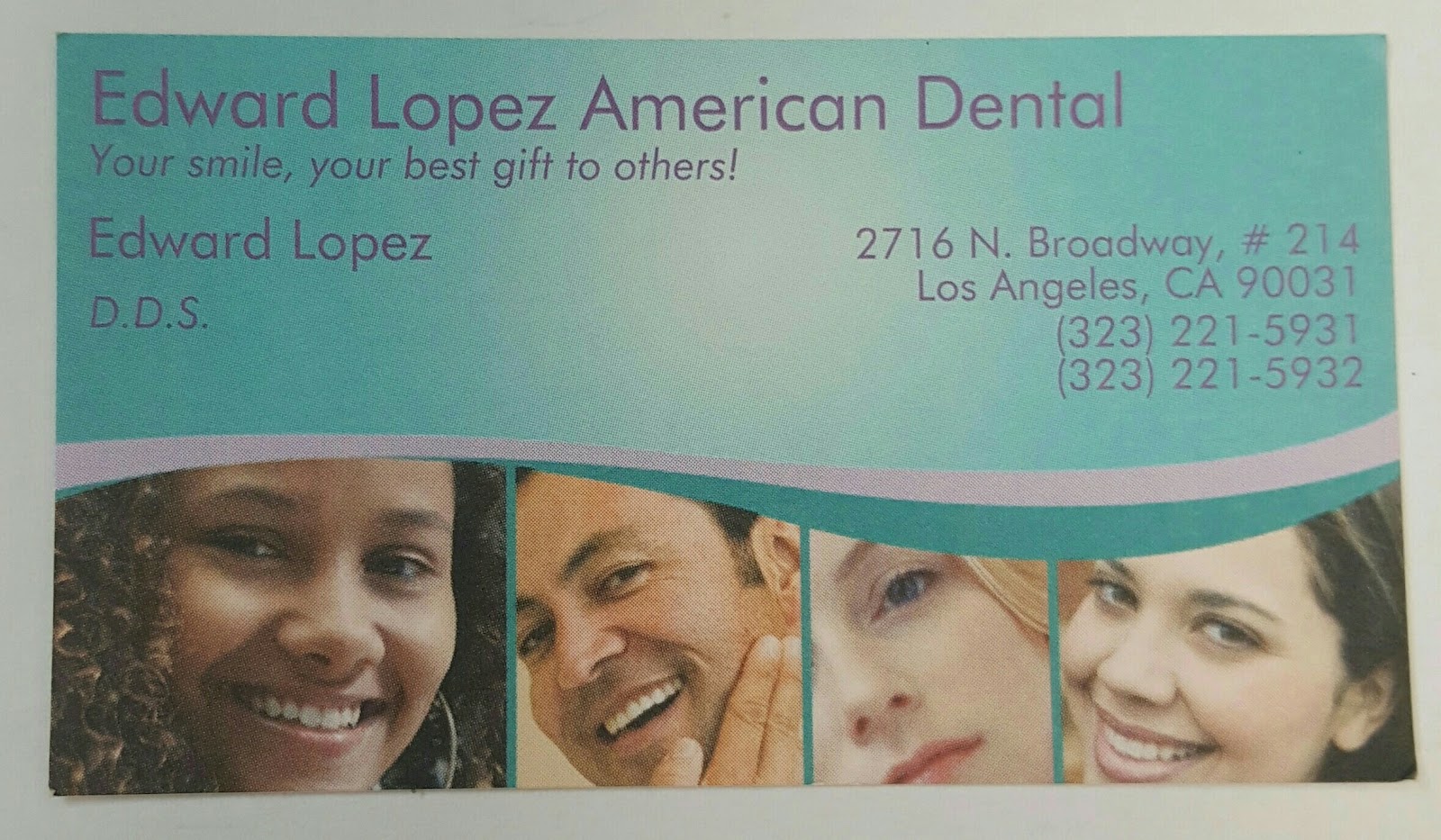 Edward Lopez American Dental business card